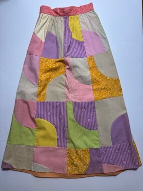 VINTAGE Saks Fifth Avenue Patchwork Maxi Skirt Colorful Pastel Talon Zipper 12
